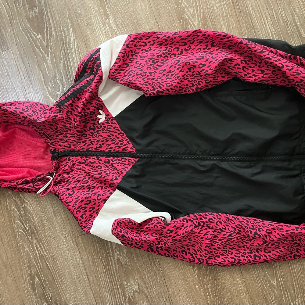 RARE pink leopard adidas windbreaker
